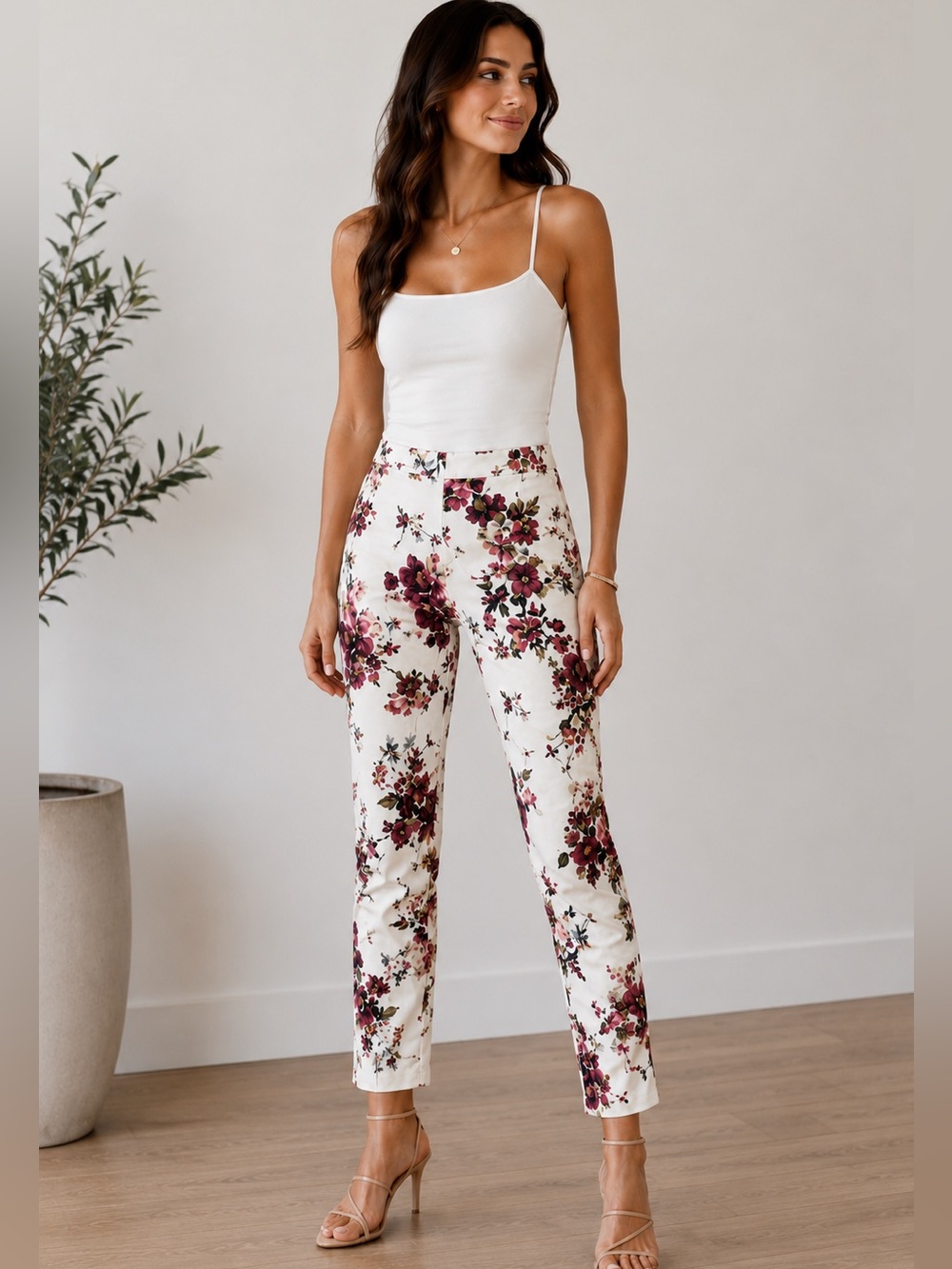 Zara Woman Floral Skinny Pants – Romantic Cottagecore Statement Print Size 6  🌺